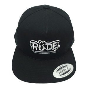 Rude Logo Black White Patch Snapback Cap Trucker Baseball Hat Yupoong NEW
